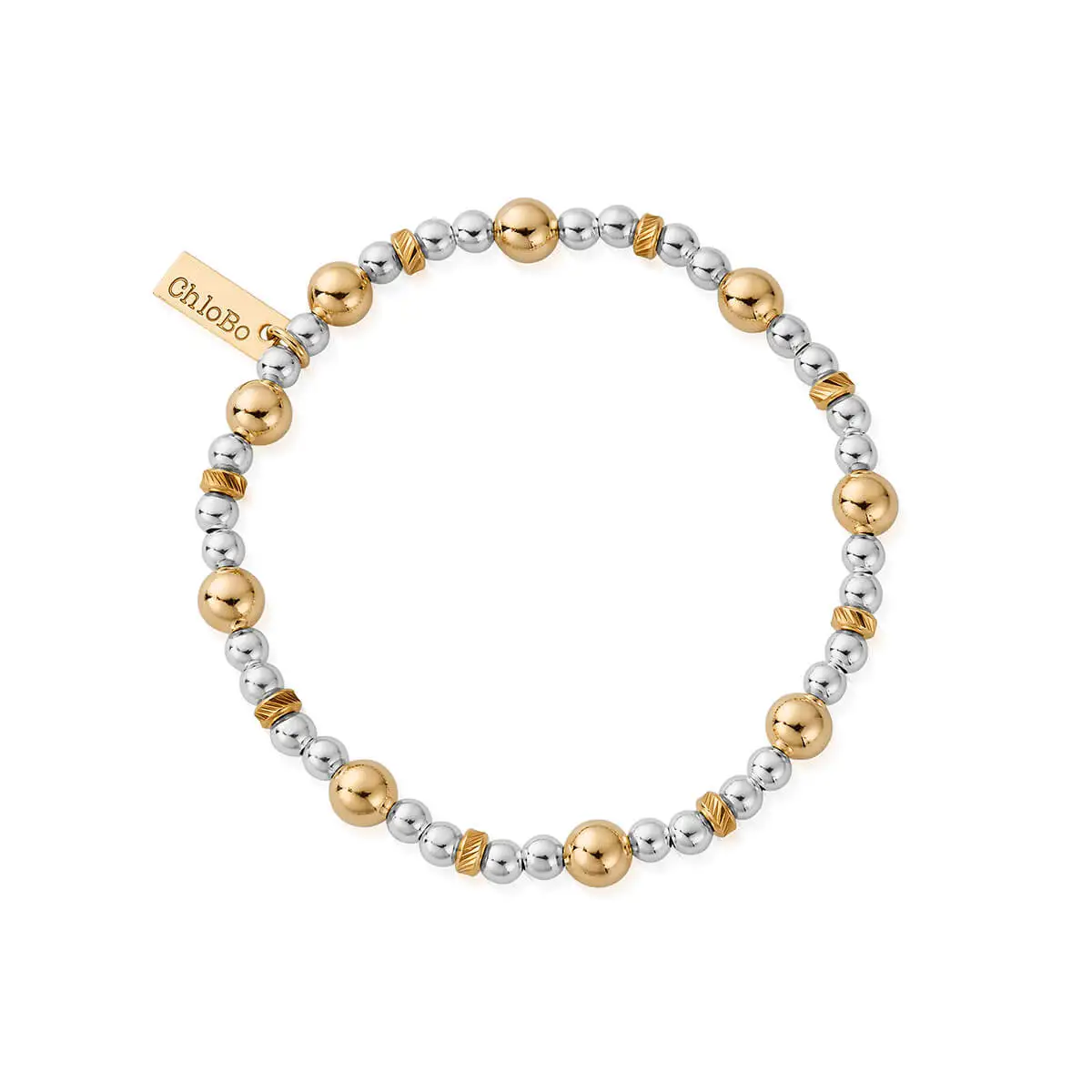 ChloBo Sterling Silver Yellow Gold Plated Mixed Metal Sparkle Ball Bracelet