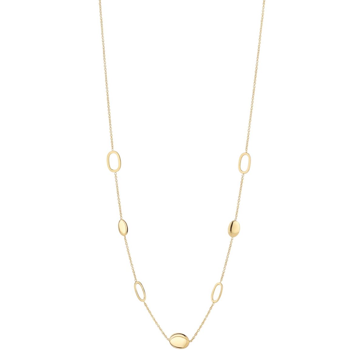 9ct Yellow Gold Oval Nugget & Open Link Necklace