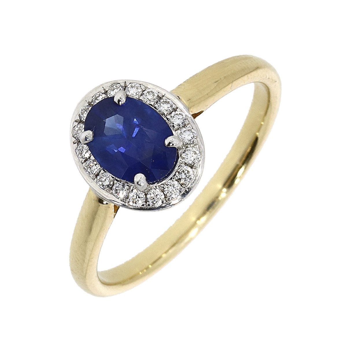 18ct yellow gold Sapphire & Diamond vintage halo ring