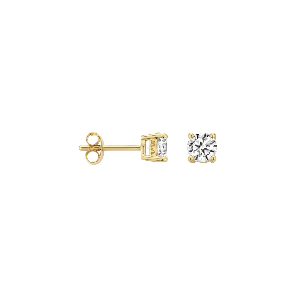 Blush 14ct Yellow Gold 4.5mm 4 Claw CZ Stud Earrings