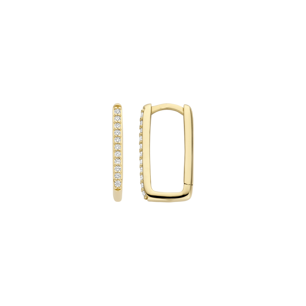 Blush 14ct Yellow Gold Rectangular CZ Hoop Earrings