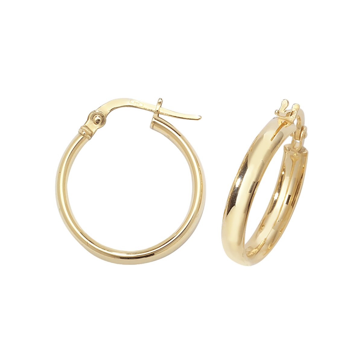 9ct Yellow Gold 15mm Wide Polished Hoop Earrings