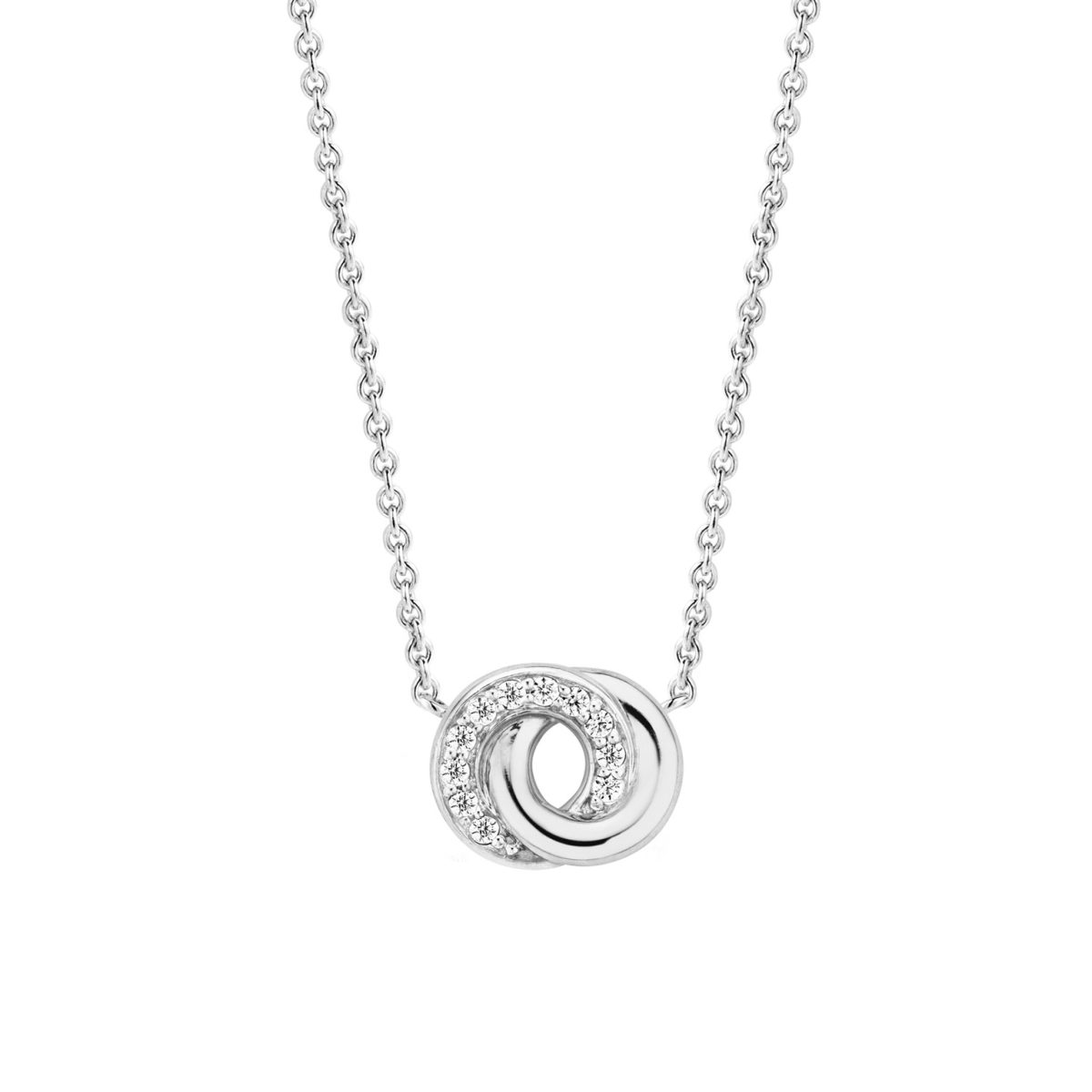 Ti Sento Sterling Silver CZ Interlocking Circle Pendant