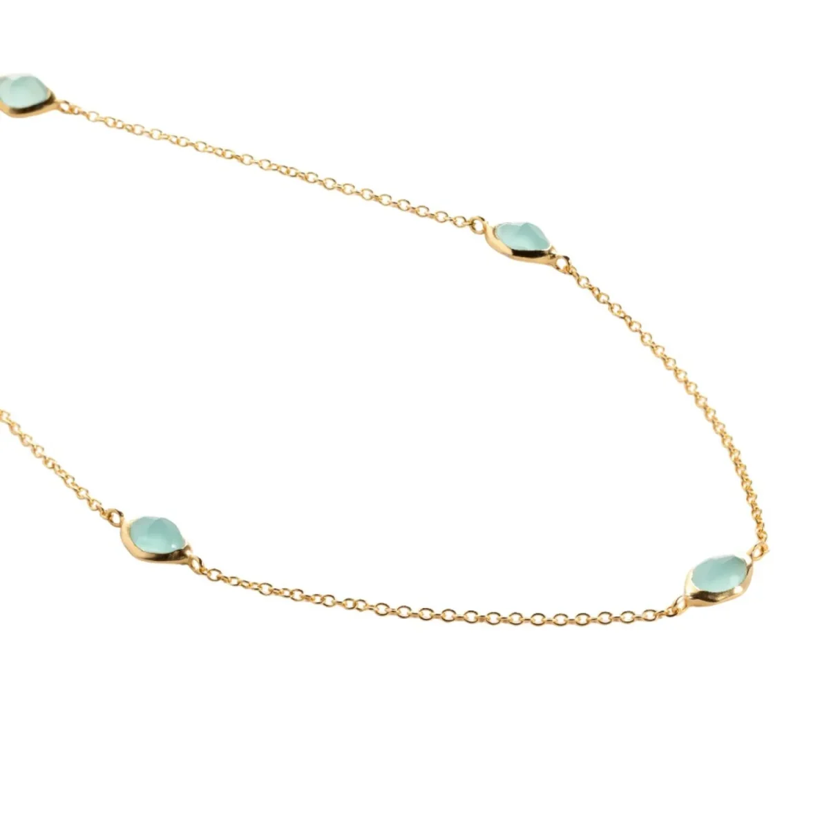 Juvi Sterling Silver Gold Vermeil Aqua Chalcedony Stepping Stone Necklace