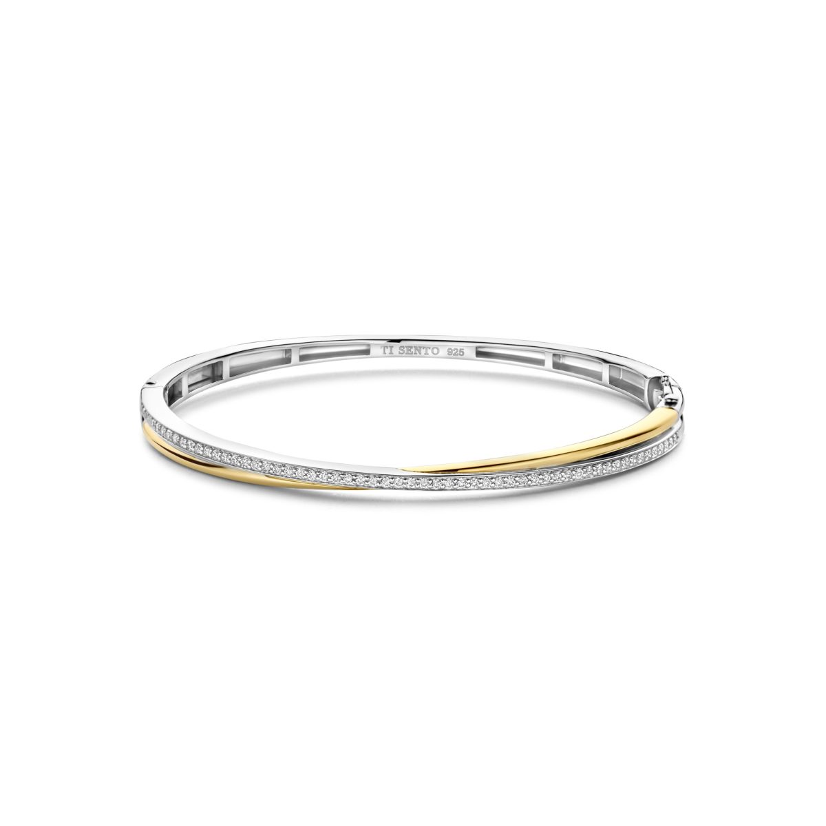 Ti Sento Sterling Silver Gold Plated Intertwined CZ Bangle