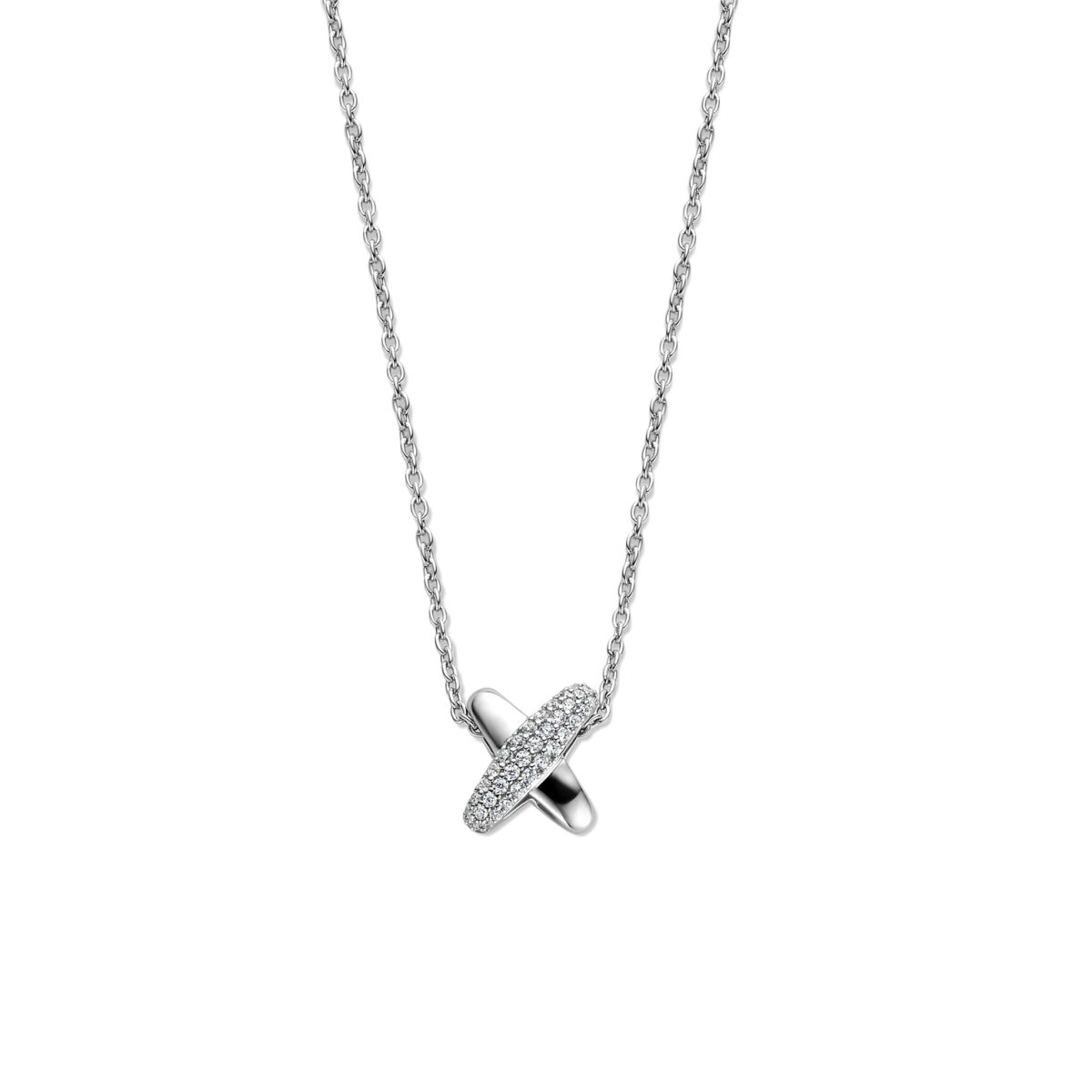 Ti Sento Sterling Silver CZ Criss-Cross Pendant