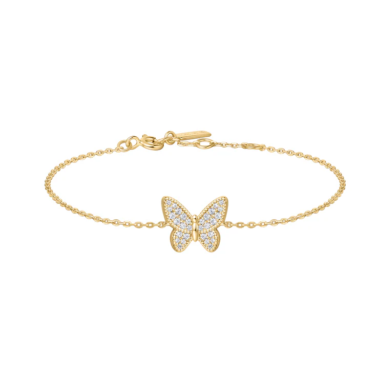 Ania Haie Sterling Silver Gold Plated Butterfly CZ Pavé Bracelet