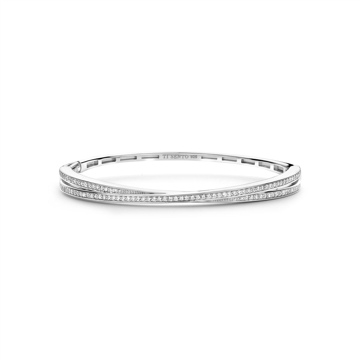 Ti Sento Sterling Silver CZ intertwined Bangle