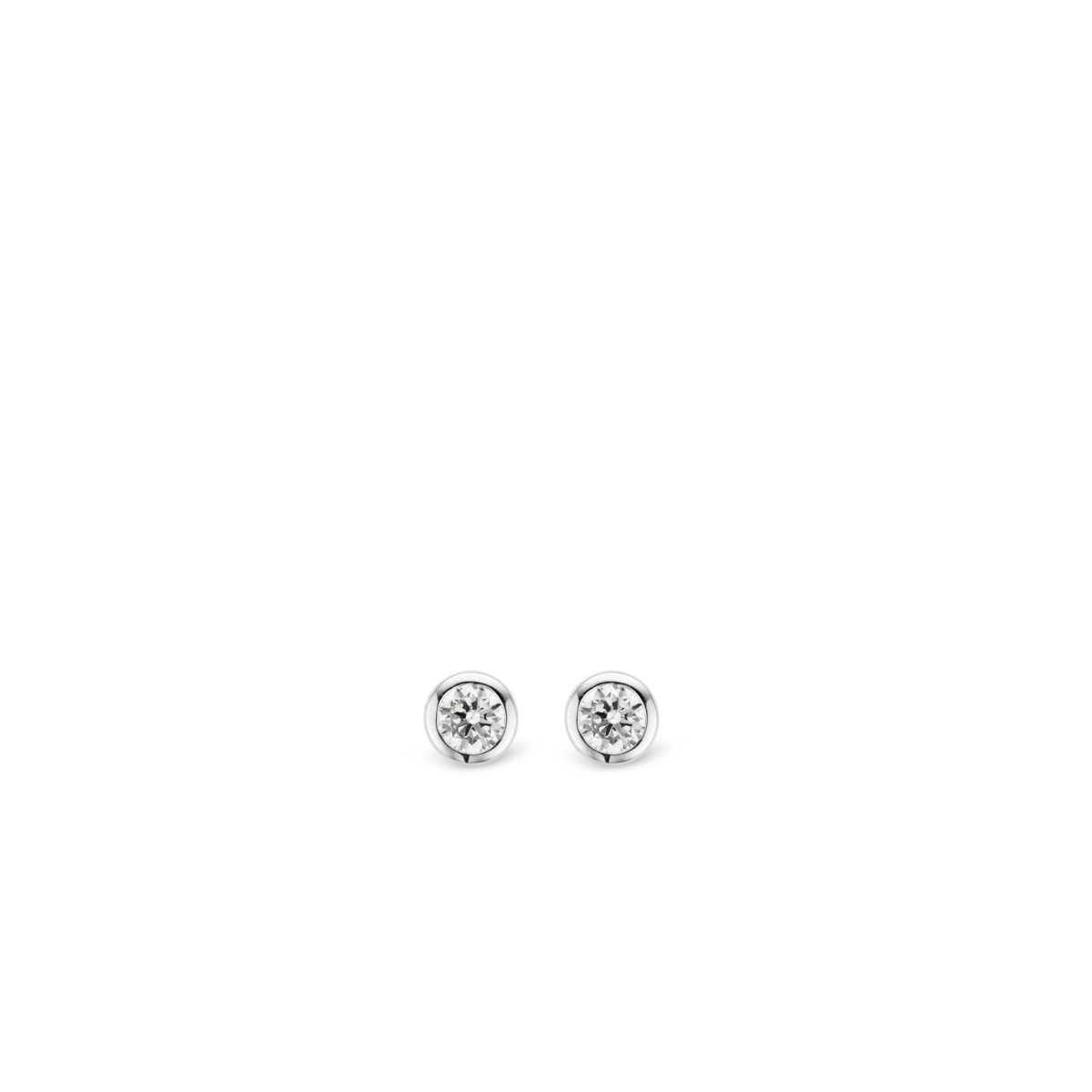 Ti Sento Sterling Silver CZ Rubover Stud Earrings