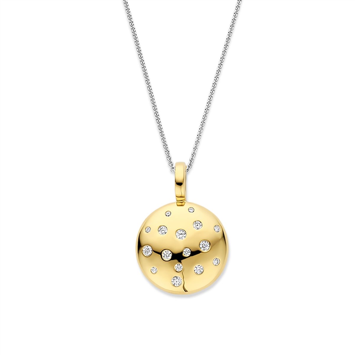 Ti Sento Sterling Silver Gold Plated Domed CZ Disc Pendant