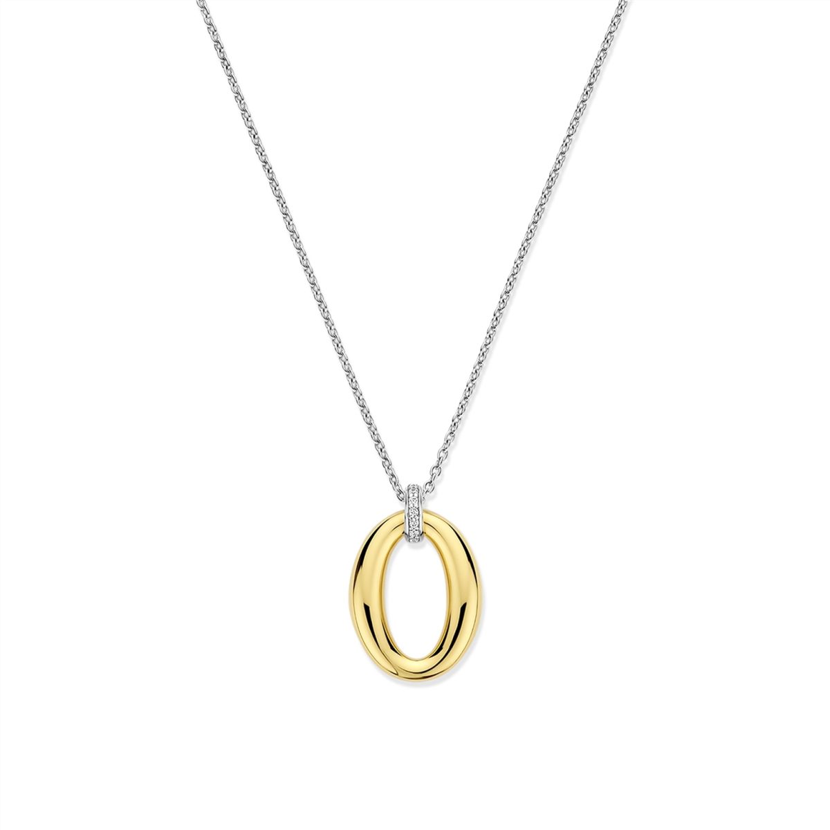 Ti Sento Sterling Silver Gold Plated Open Oval Pendant