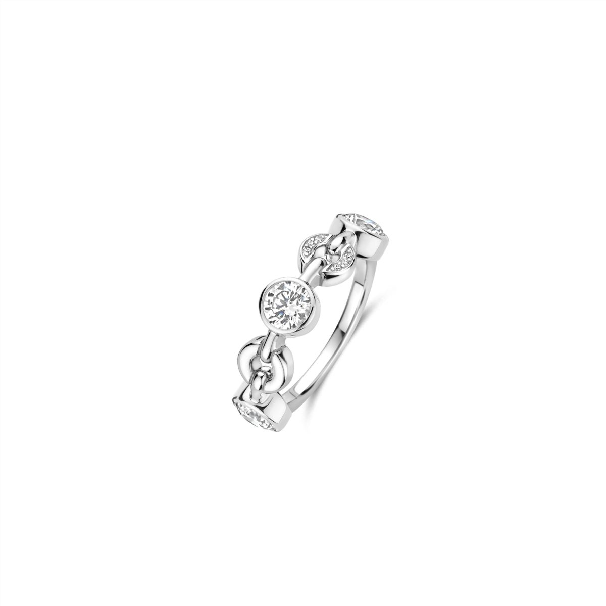 Ti Sento Sterling Silver CZ Chain Link Ring