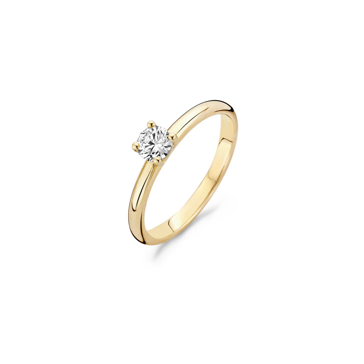 Blush 14ct Yellow Gold CZ 4 Claw Ring