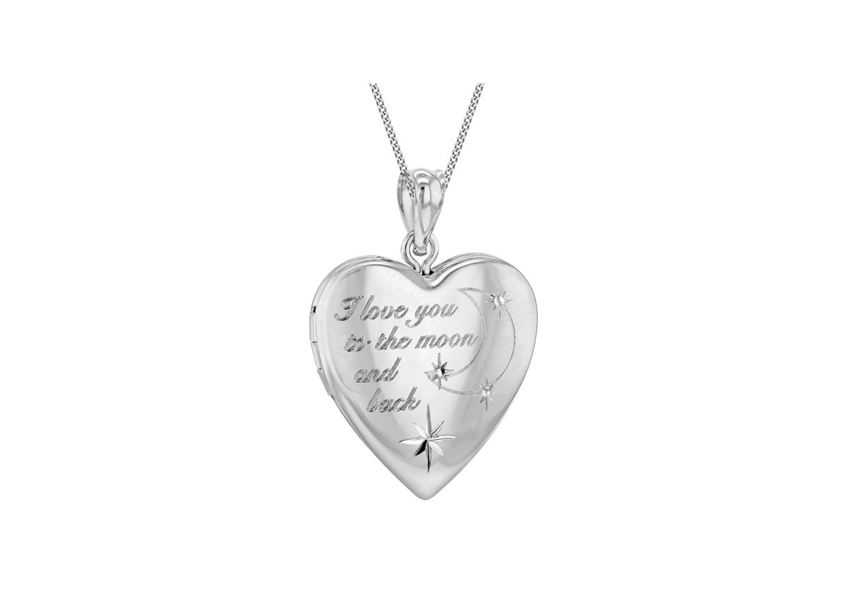 Sterling Silver Heart Love You To The Moon Locket