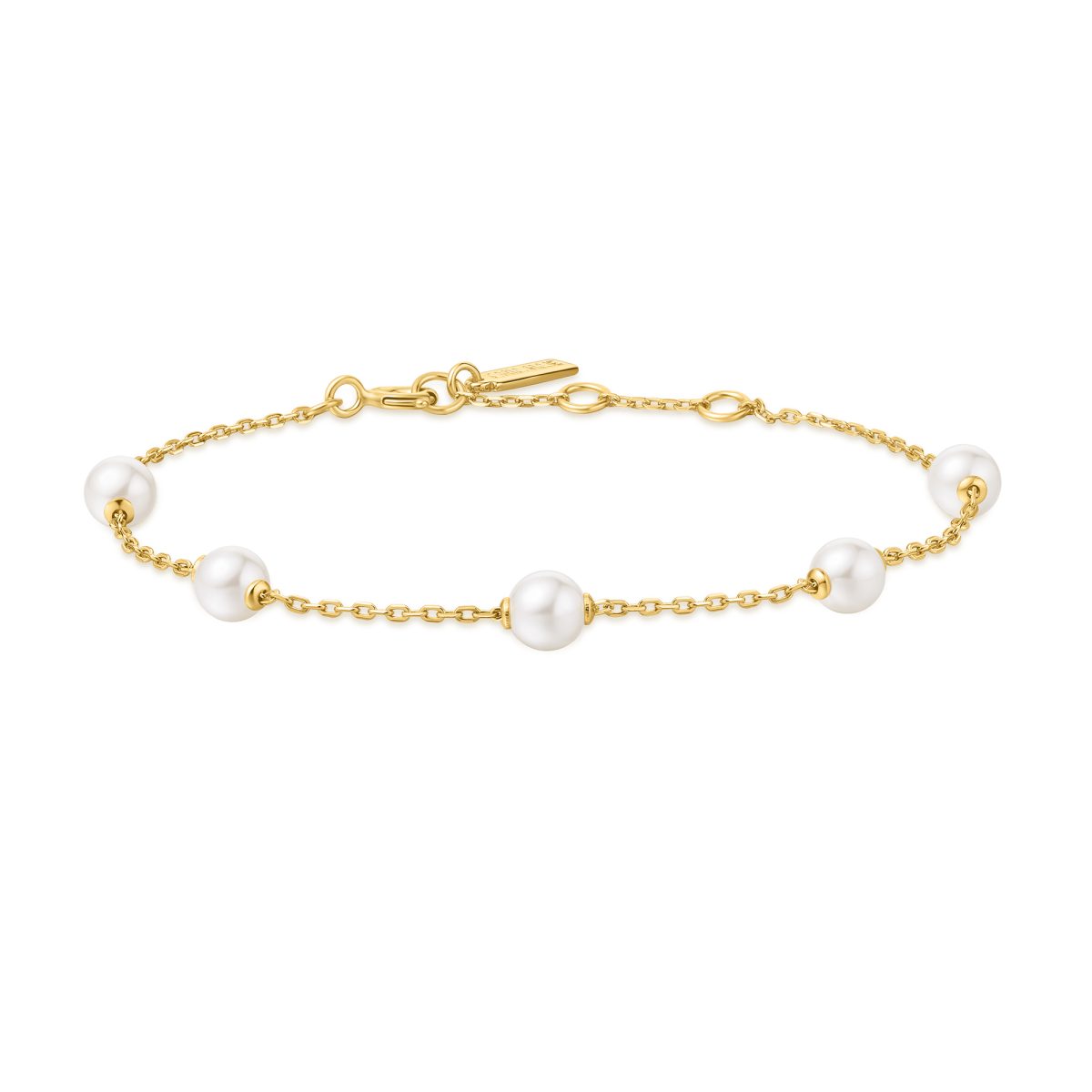 Ania Haie Sterling Silver Gold Plated Pearl Station Bracelet