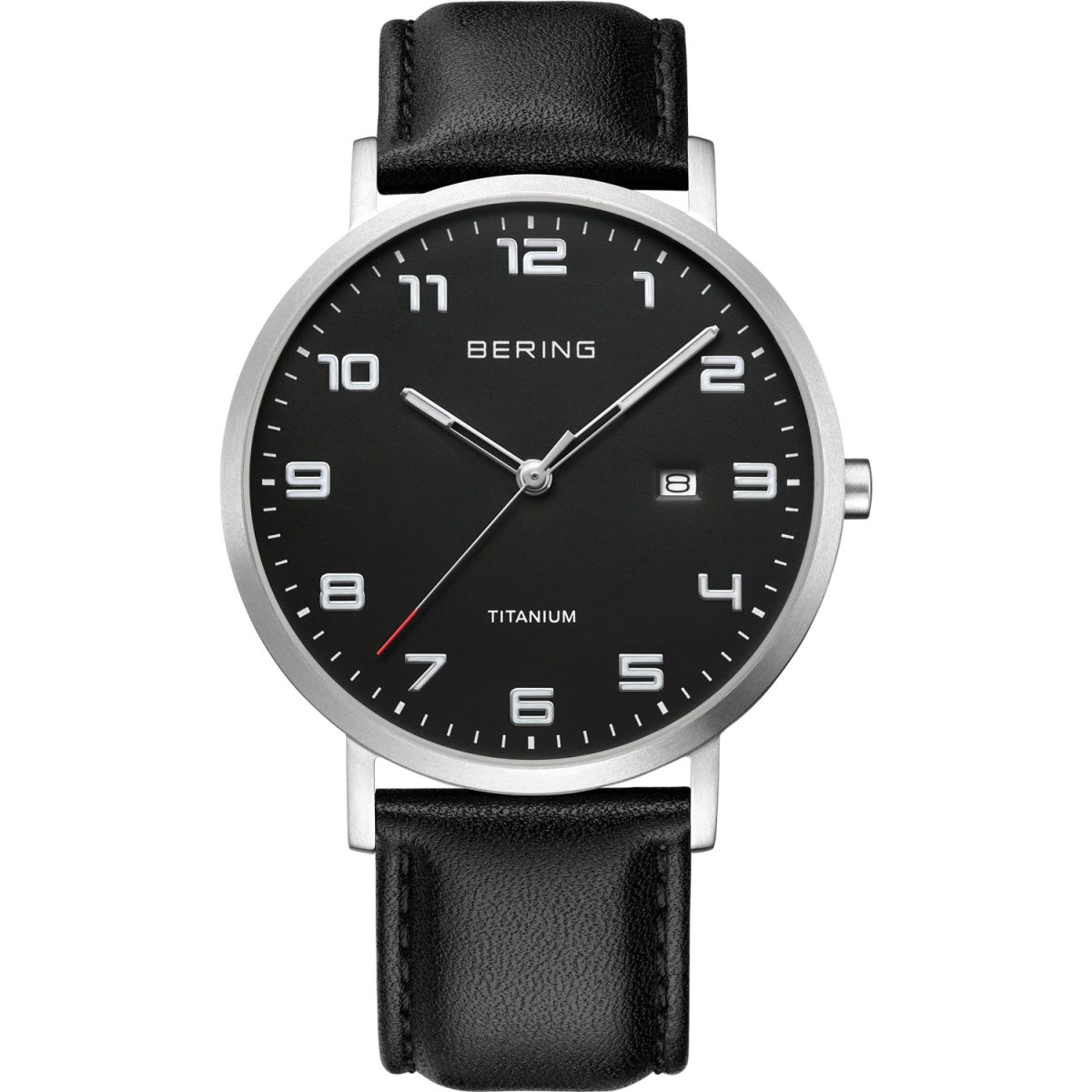 Bering Gents Watch - Brushed Titanium - Black Strap