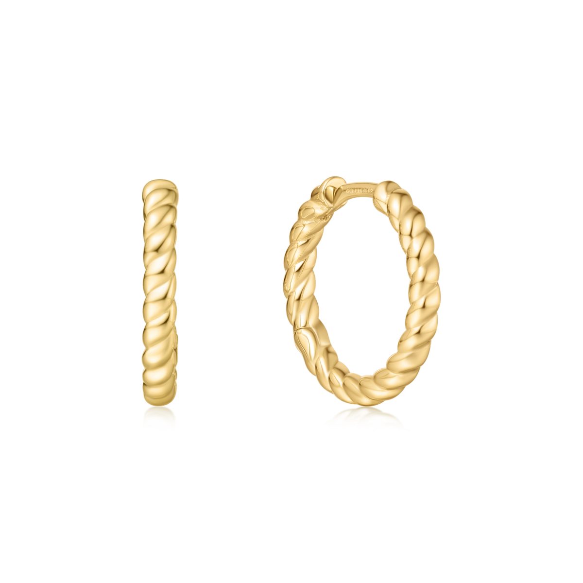 Ania Haie Sterling Silver Gold Plated Texture Medium Huggie Hoop