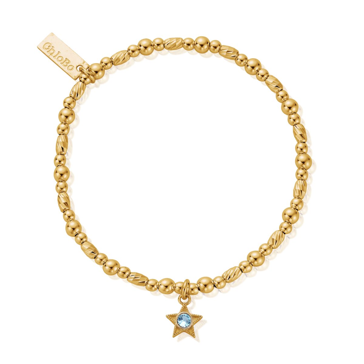 ChloBo Sterling Silver Gold Plated March Birthstone Bracelet