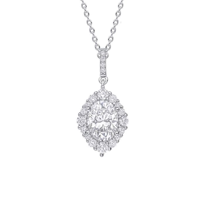 Diamonfire Oval Cluster CZ Pendant