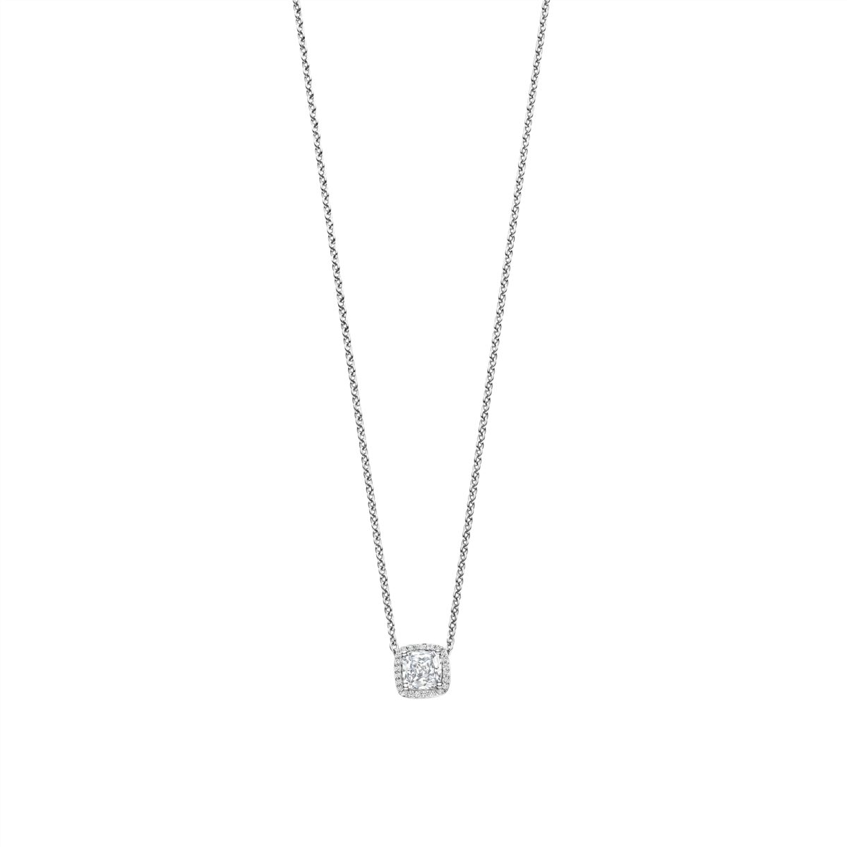 Ti Sento Sterling Silver Sqaure CZ Halo Pendant