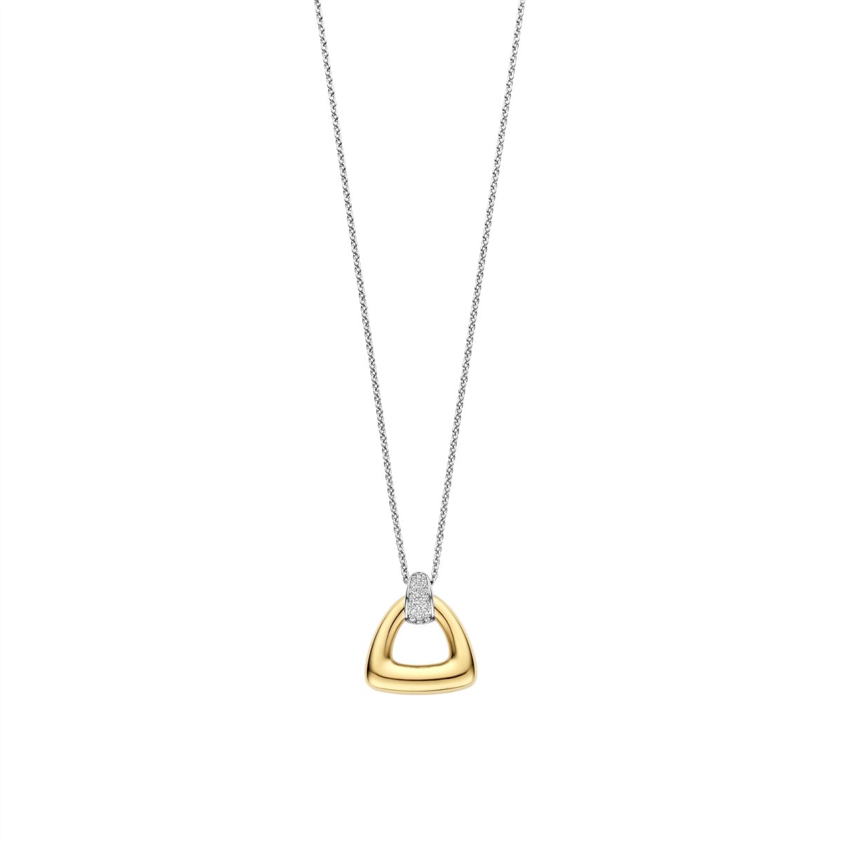 Ti Sento Sterling Silver Gold Plated CZ Triangle Pendant