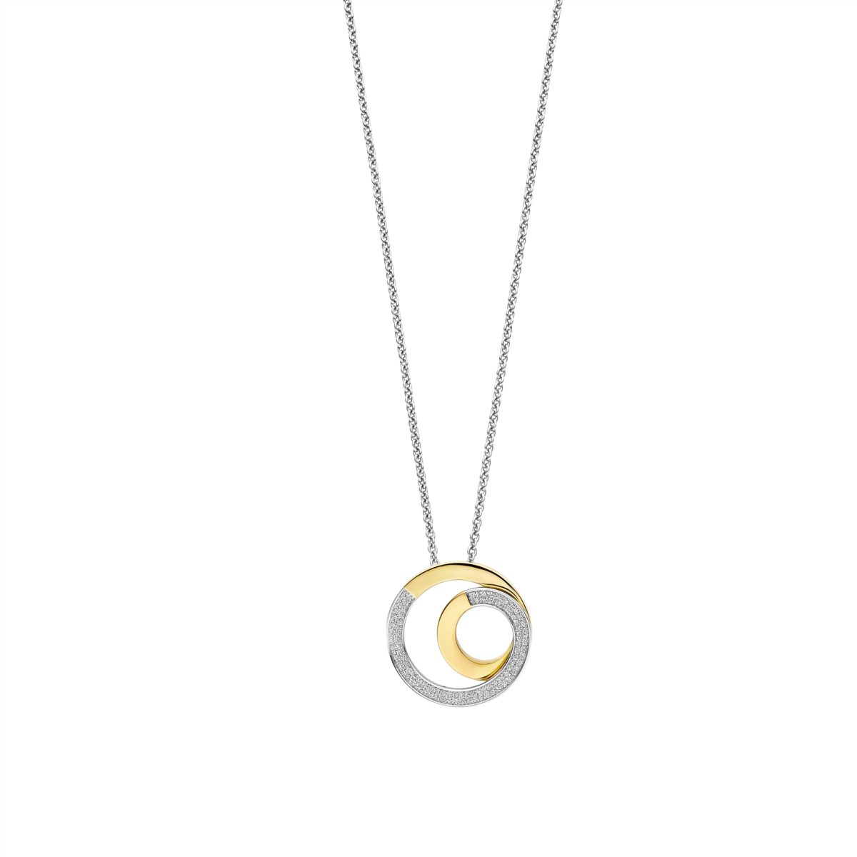Ti Sento Sterling Silver Gold Plated CZ Swirl Pendant