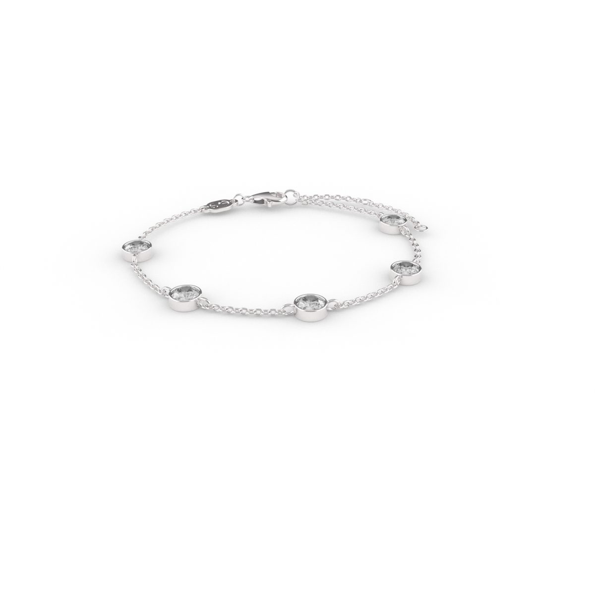 Ti Sento Sterling Silver Five Bezel CZ Bracelet