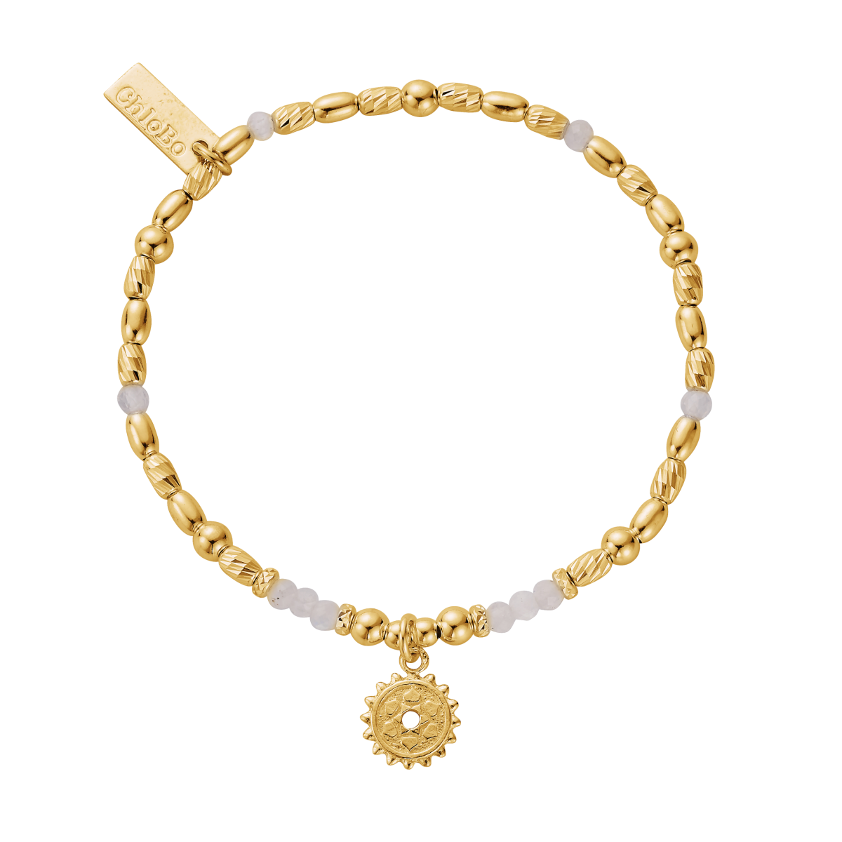 ChloBo Sterling Silver Gold Plated Moonstone Crown Chakra Bracelet