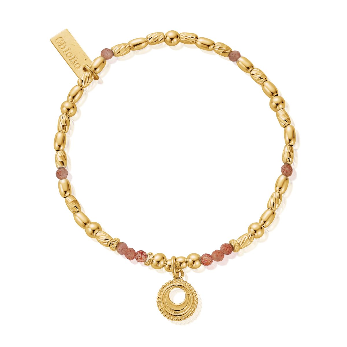 ChloBo Sterling Silver Gold Plated Peach Moonstone Sacral Chakra Bracelet