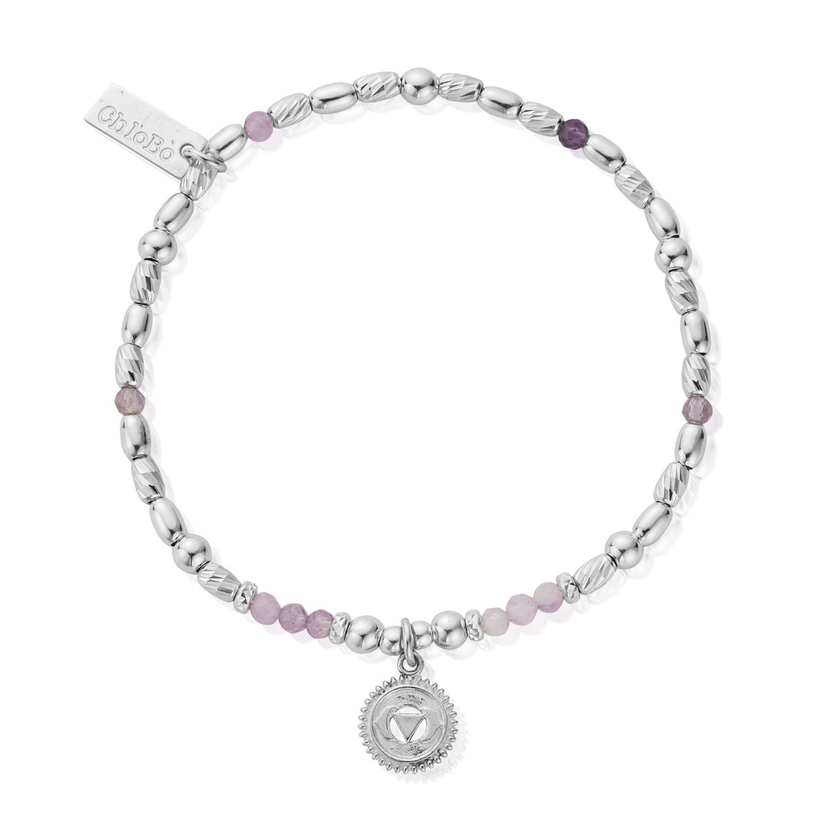 ChloBo Sterling Silver Amethyst Third Eye Chakra Bracelet