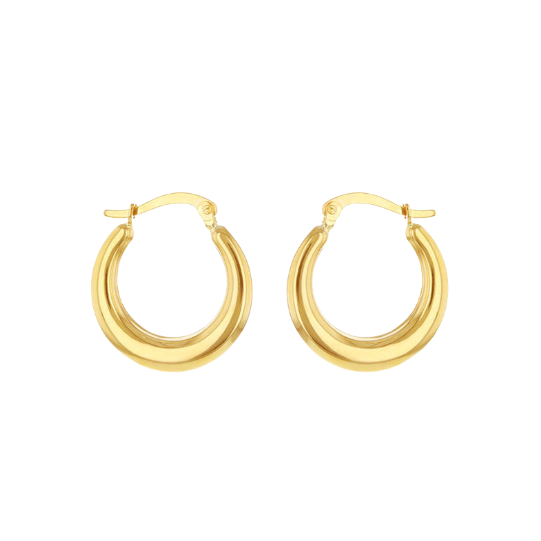 9ct Yellow Gold Tapered Creole Hoop Earrings