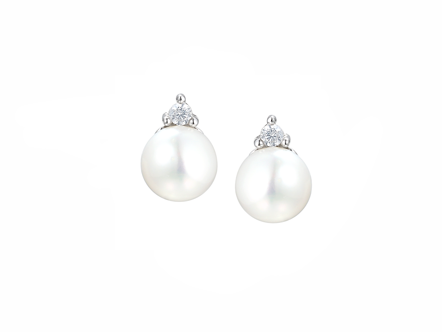 Sterling Silver CZ Freshwater Pearl Earrings