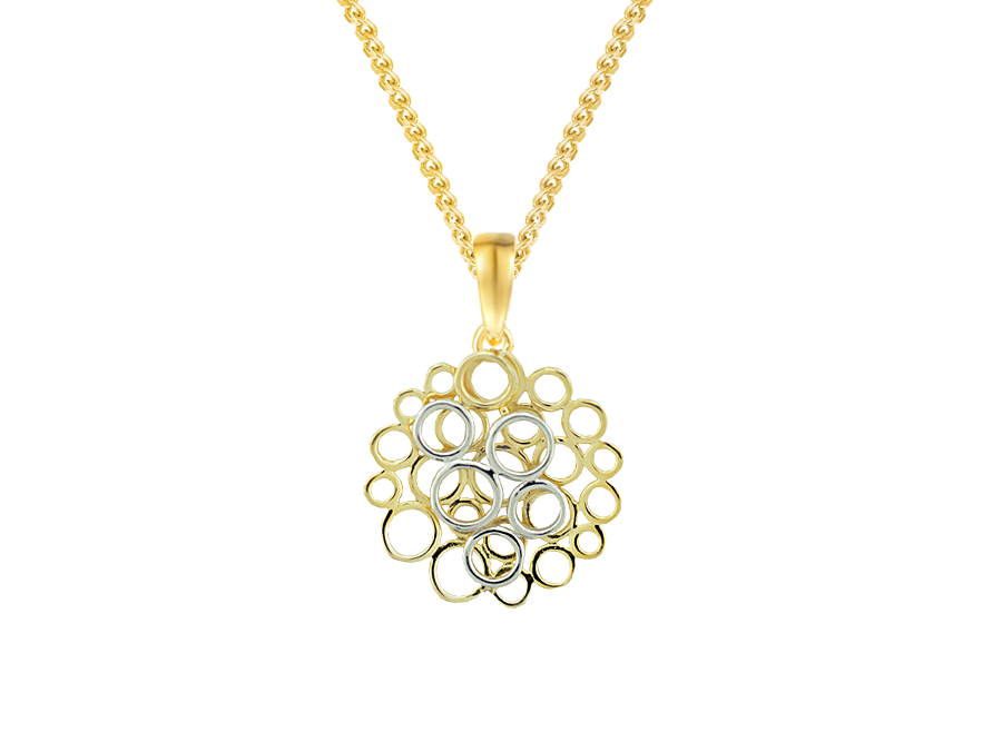 9ct Two Tone Multi Open Circles Pendant
