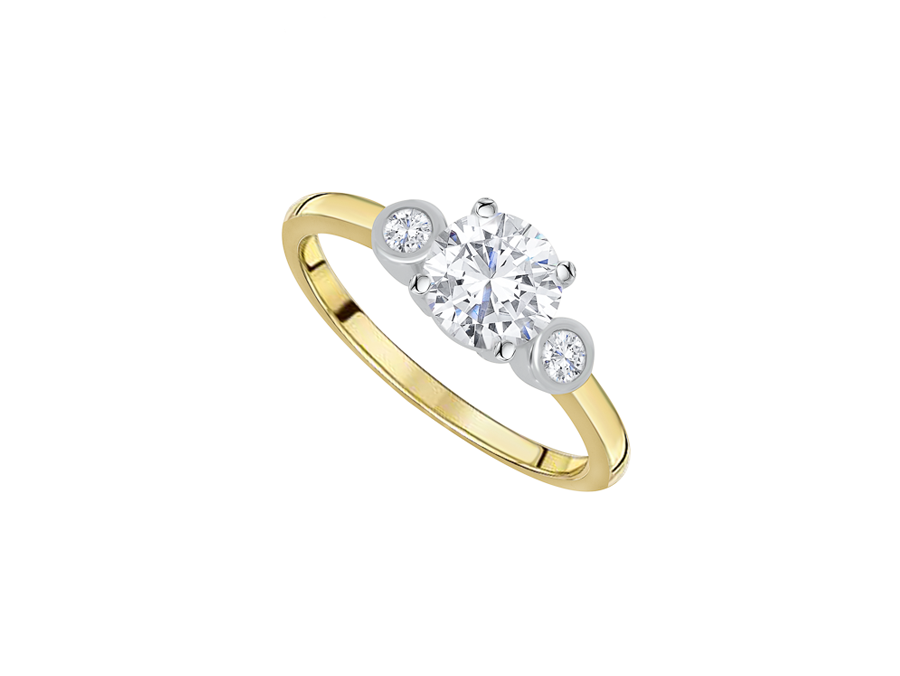 9ct Yellow Gold CZ Trilogy Ring