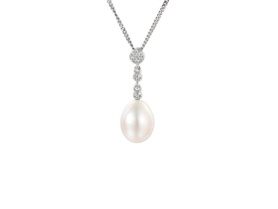 Sterling Silver CZ Pearl Drop Pendant