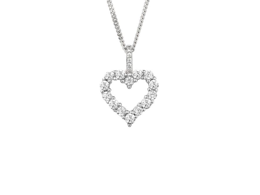 Sterling Silver Large CZ Open Heart Pendant