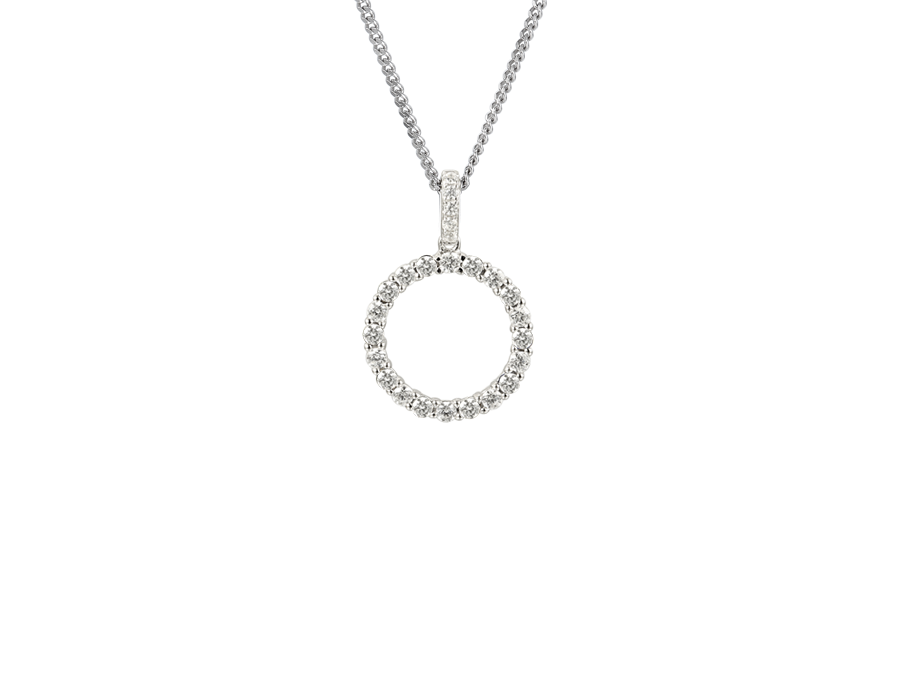 Sterling Silver CZ Open Circle Pendant