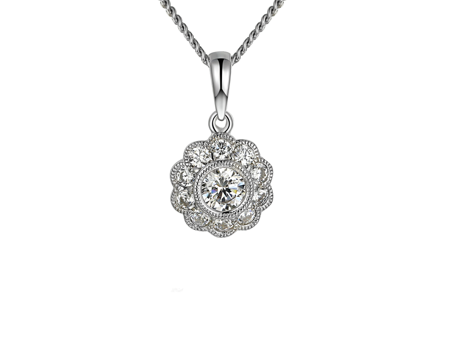 Sterling Silver CZ Flower Pendant