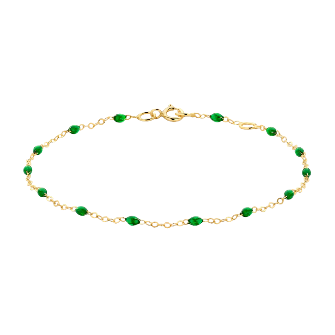 Blush 14ct Yellow Gold Green Resin Bracelet