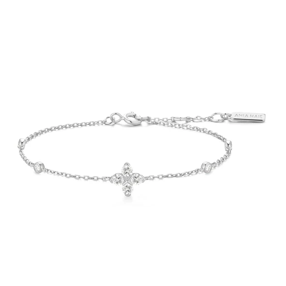 Ania Haie Sterling Silver Sparkling Lucky Clover Bracelet
