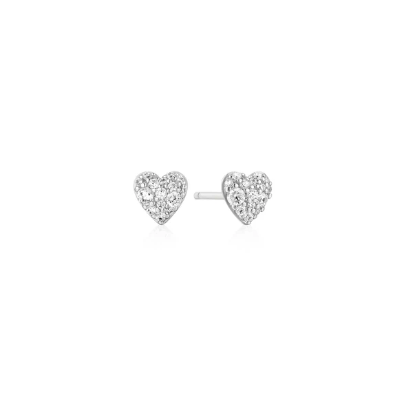 Ania Haie Sterling Silver Pavé Heart Stud Earrings
