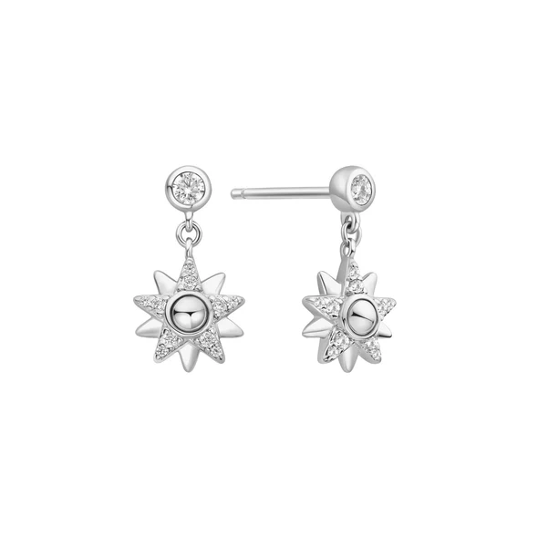 Ania Haie Sterling Silver Sunburst Dangle Stud Earrings