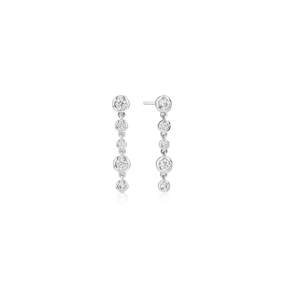 Ania Haie Sterling Silver Molten Cascade Bezel-Set Drop Stud Earrings