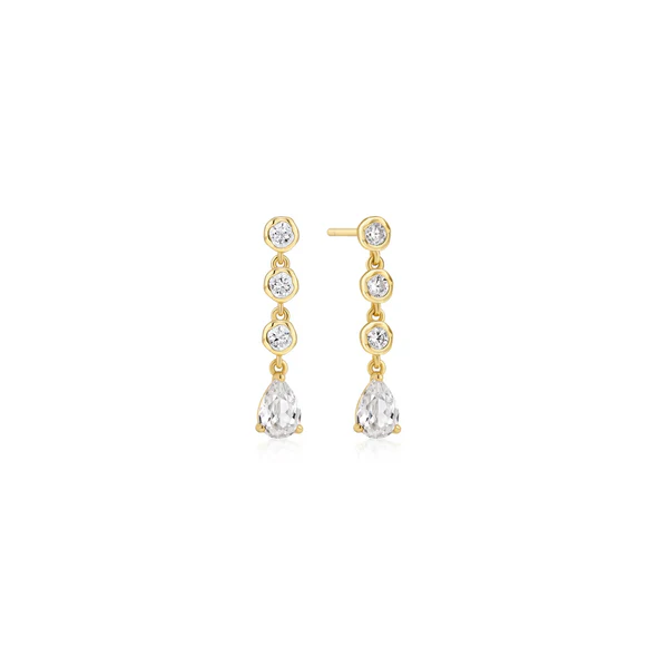 Ania Haie Sterling Silver Gold Plated Molten Cascade Bezel-Set Teardrop Stud Earrings