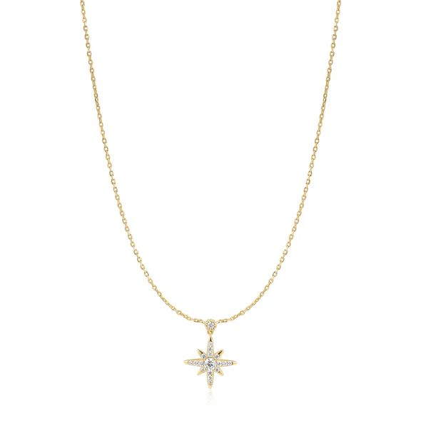 Ania Haie Sterling Silver Gold Plated Sparkling Nova Star Necklace