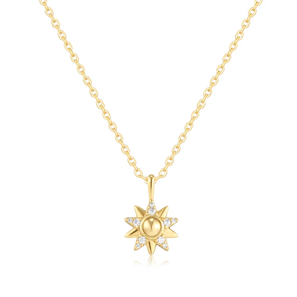 Ania Haie Sterling Silver Gold Plated Sunburst Necklace