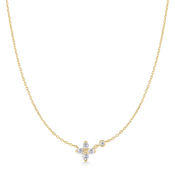 Ania Haie Sterling Silver Gold Plated Sparkling Lucky Clover Necklace