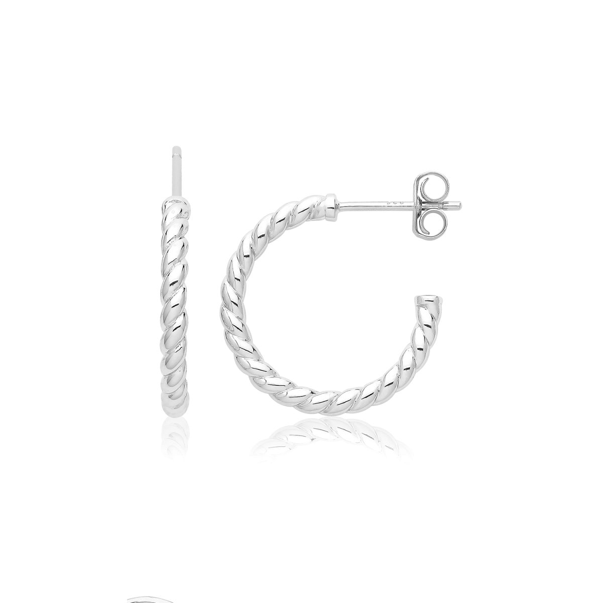 Sterling Silver Polished Twist Hoop Earrings