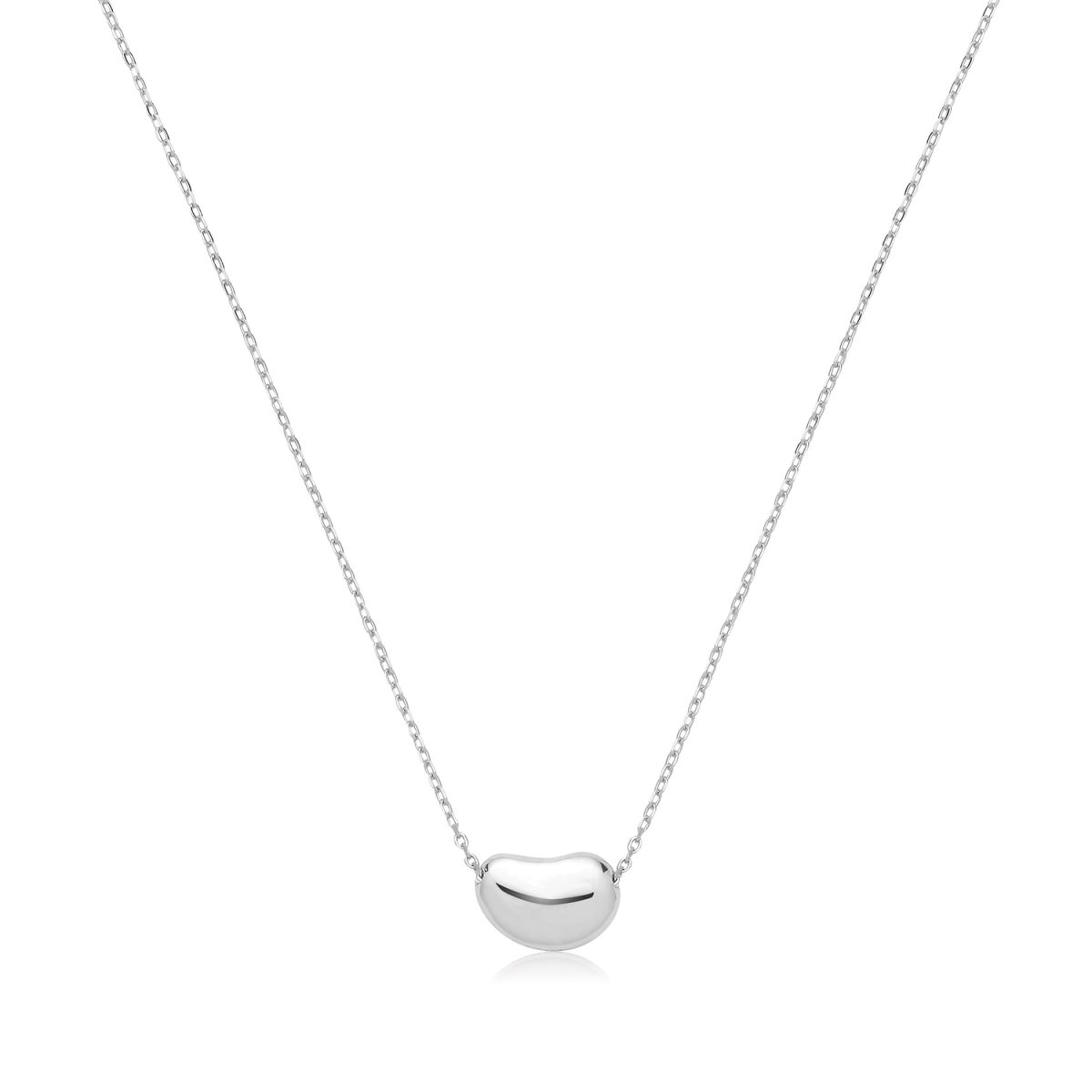 Sterling Silver Polished Bean Necklace