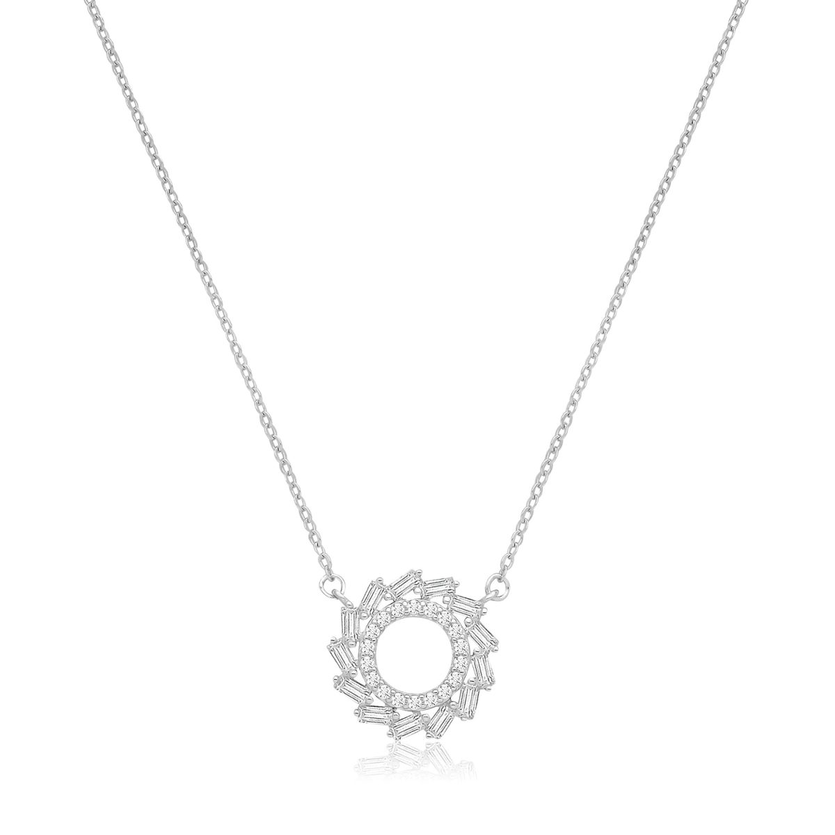 Sterling Silver CZ Open Circle Pendant